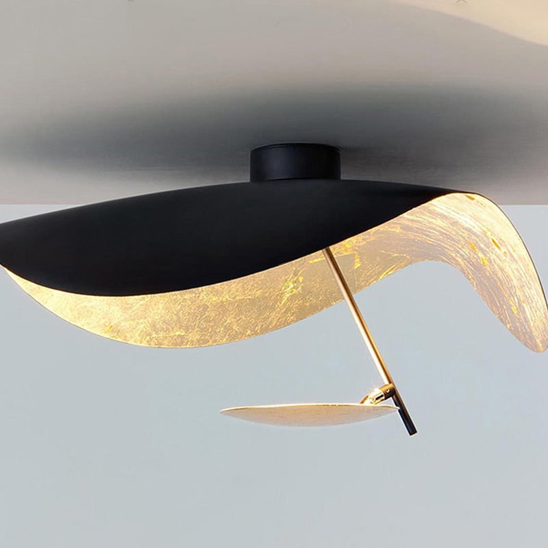 Modern Black Pendant Light Gold Leaf Accent Living Room - Image 19