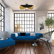 Modern Black Pendant Light Gold Leaf Accent Living Room - Image 8