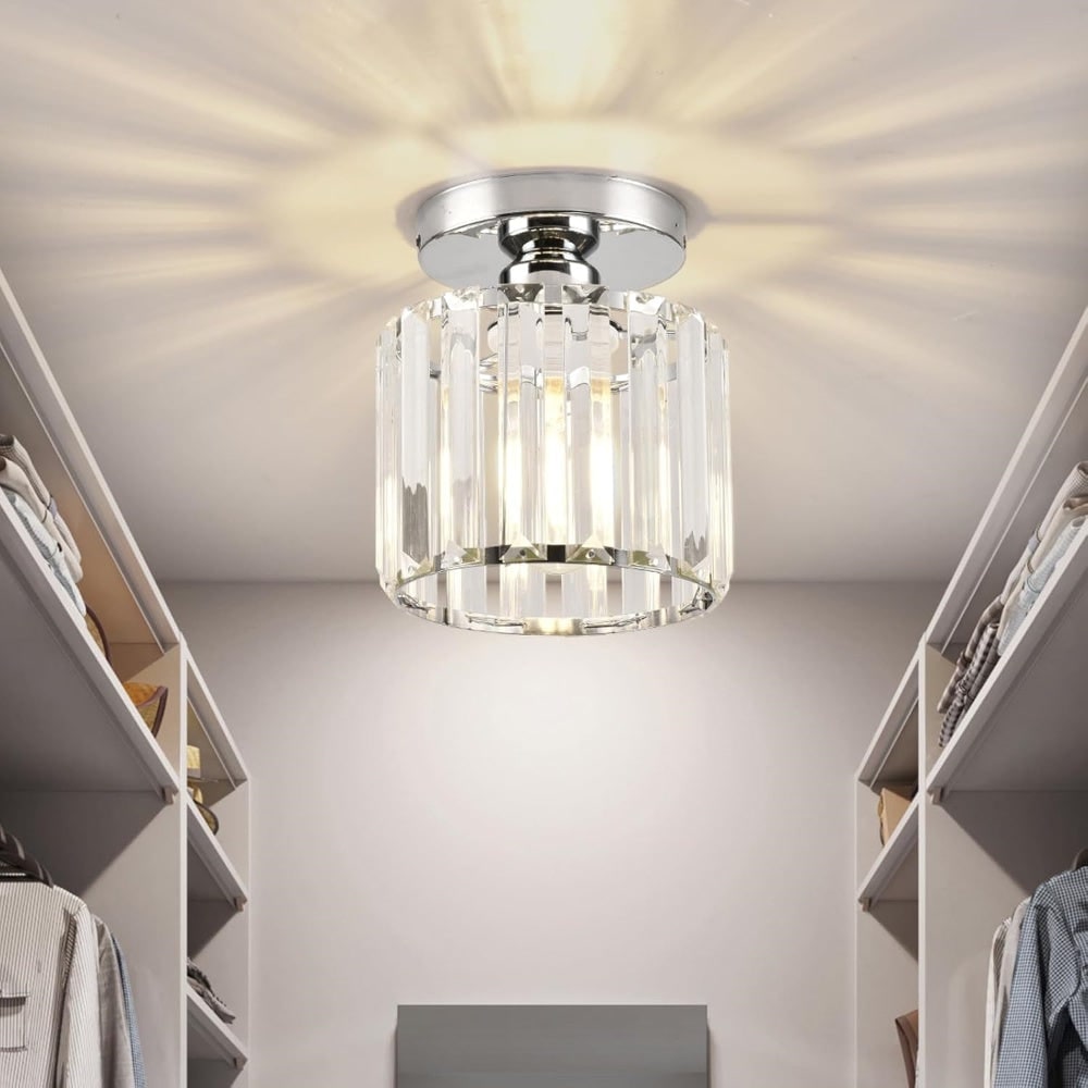 Modern Ceiling Light Clear Glass Shade and Striped Design - Image 28