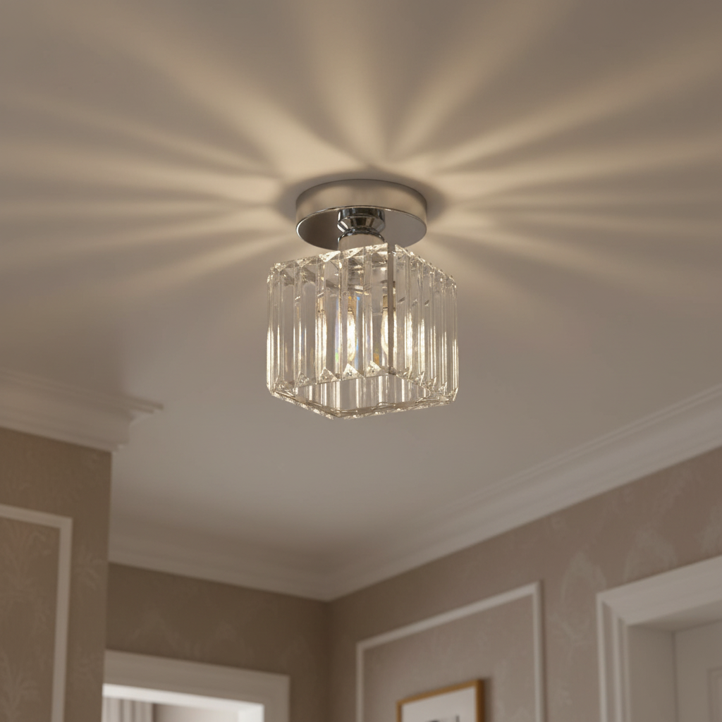 Modern Ceiling Light Clear Glass Shade and Striped Design - Image 37