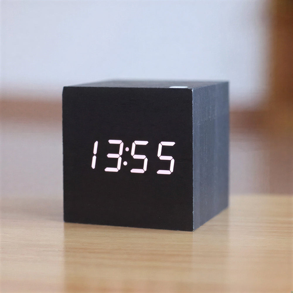 Modern Digital Wood Alarm Clock LED Display