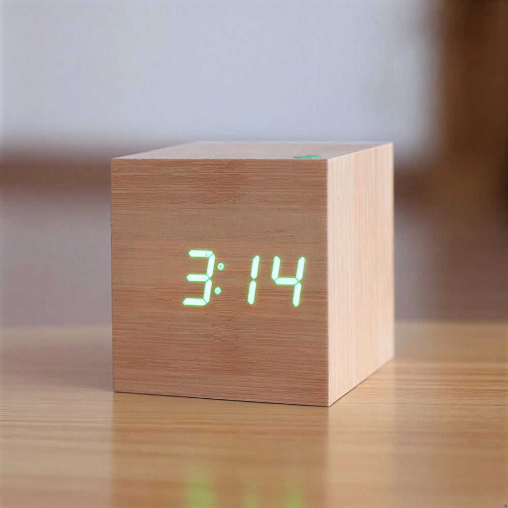 Modern Digital Wood Alarm Clock LED Display