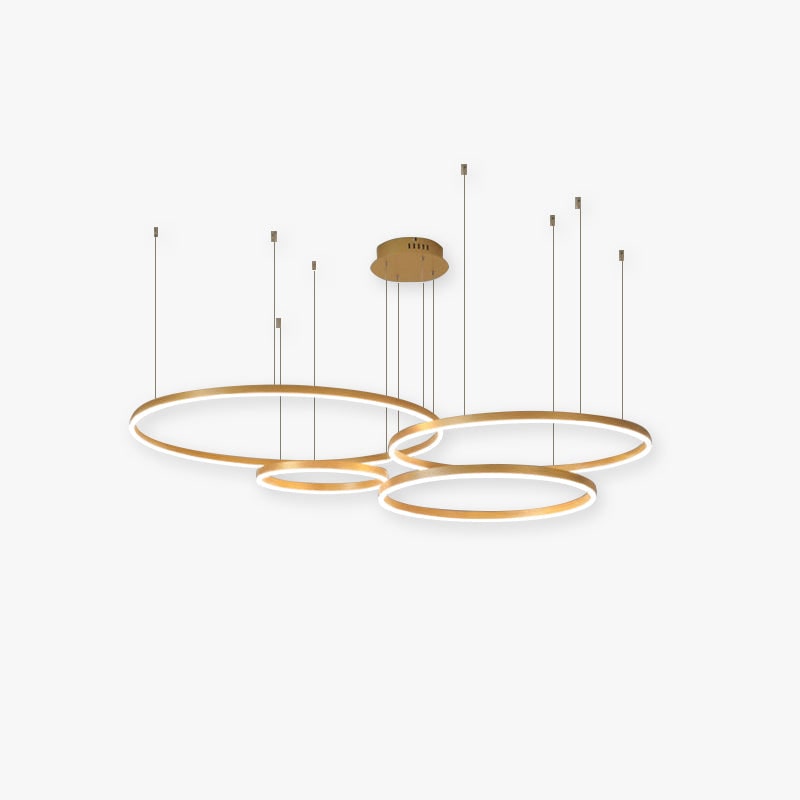 Modern Pendant Light Black and Gold Metal Rings Living Room - Image 1