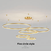Modern Pendant Light Black and Gold Metal Rings Living Room - Image 10