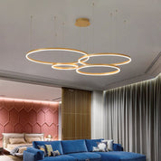 Modern Pendant Light Black and Gold Metal Rings Living Room - Image 13