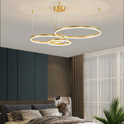Modern Pendant Light Black and Gold Metal Rings Living Room - Image 19