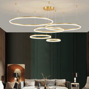 Modern Pendant Light Black and Gold Metal Rings Living Room - Image 20