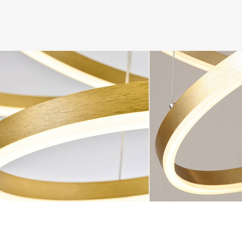 Modern Pendant Light Black and Gold Metal Rings Living Room - Image 24
