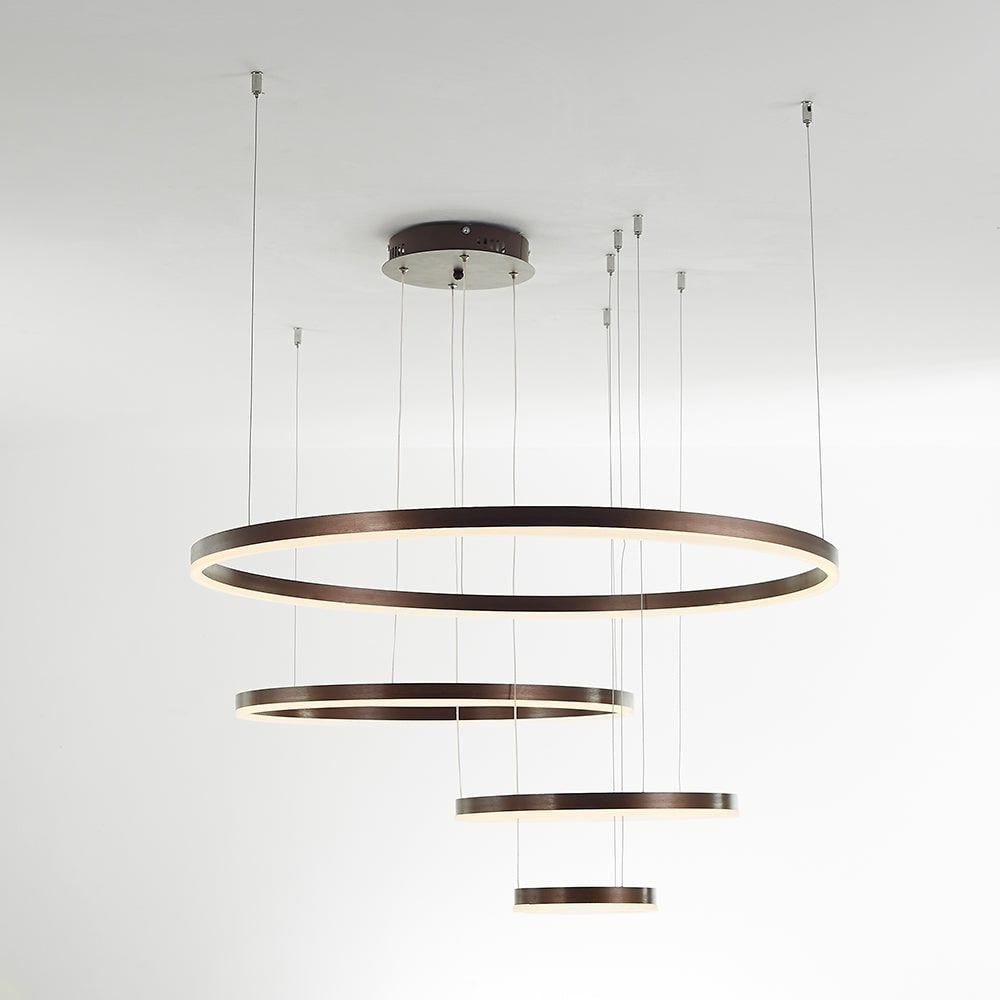 Modern Pendant Light Black and Gold Metal Rings Living Room - Image 35