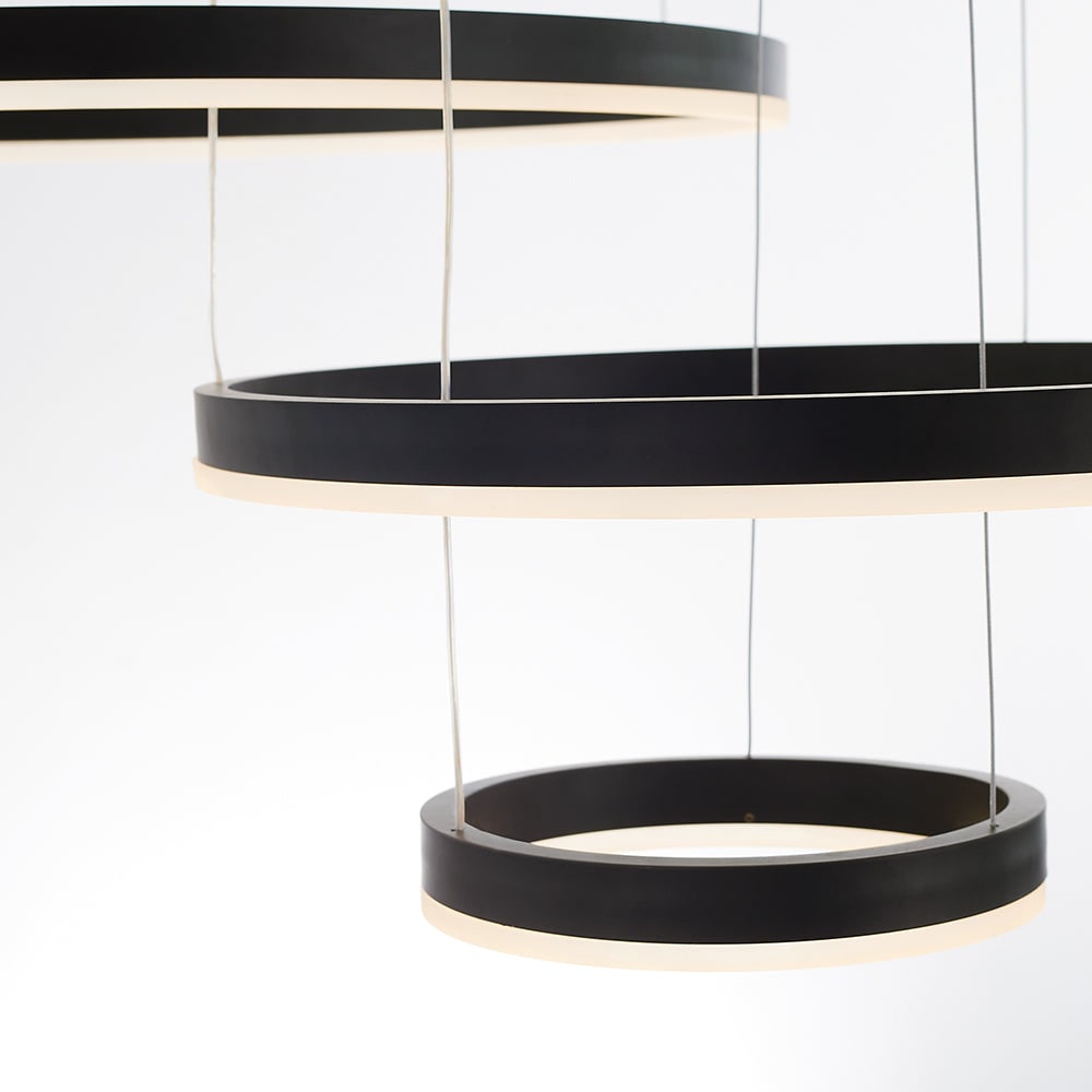 Modern Pendant Light Black and Gold Metal Rings Living Room - Image 39