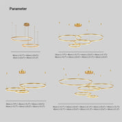 Modern Pendant Light Black and Gold Metal Rings Living Room - Image 4