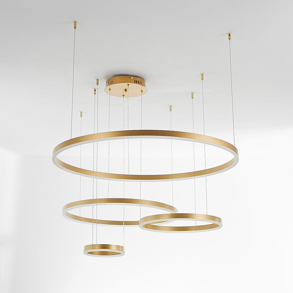 Modern Pendant Light Black and Gold Metal Rings Living Room - Image 40