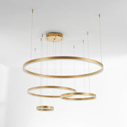 Modern Pendant Light Black and Gold Metal Rings Living Room - Image 40
