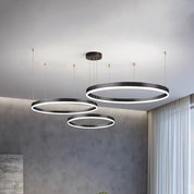 Modern Pendant Light Black and Gold Metal Rings Living Room - Image 44