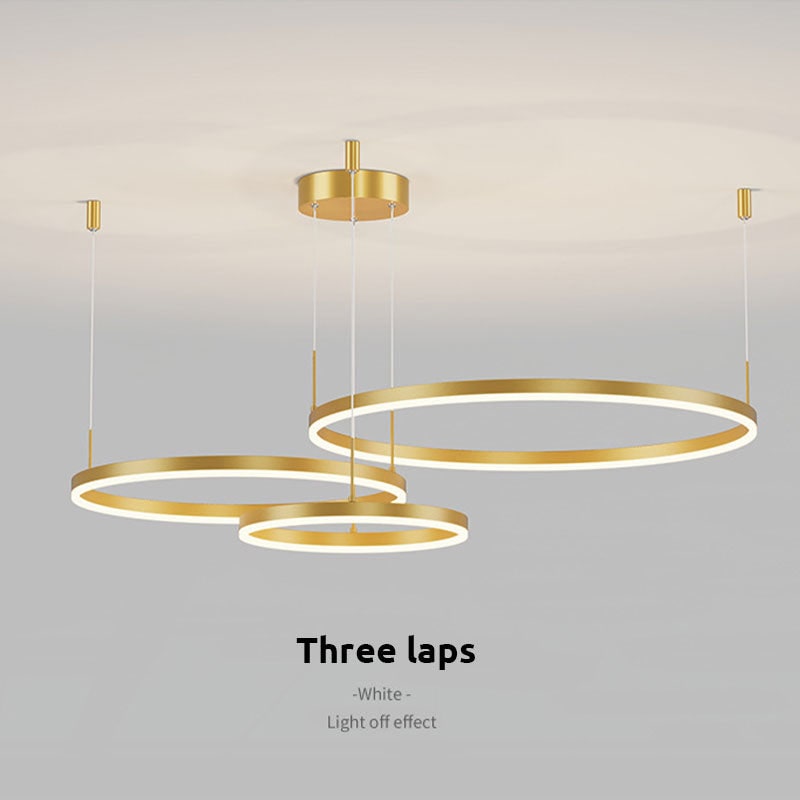 Modern Pendant Light Black and Gold Metal Rings Living Room - Image 8