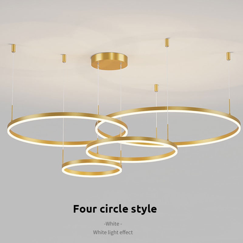 Modern Pendant Light Black and Gold Metal Rings Living Room - Image 9