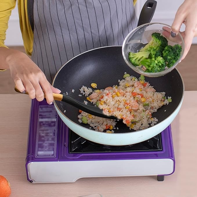 Multifunction Silicone Cooking Spoon Wooden Handle Kitchen - Image 10