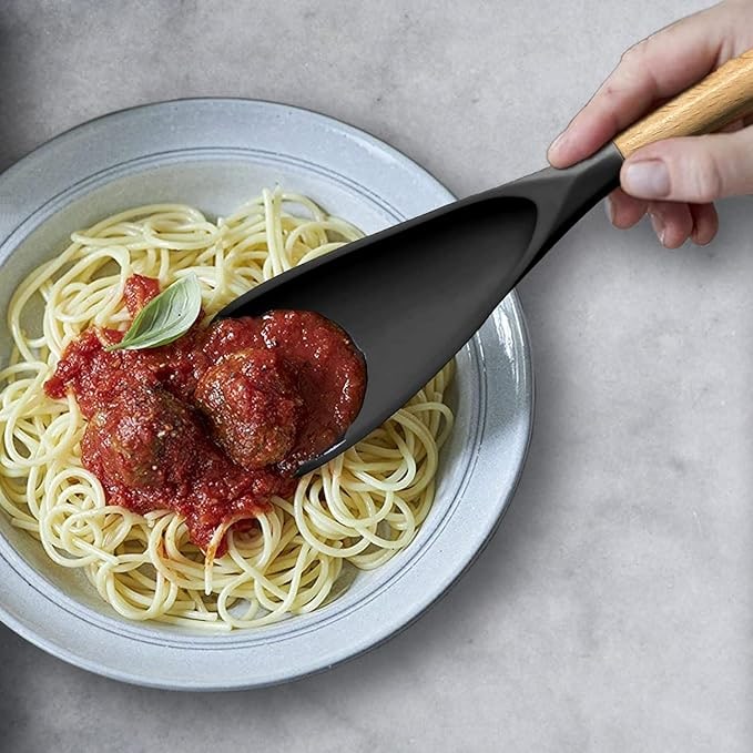 Multifunction Silicone Cooking Spoon Wooden Handle Kitchen - Image 9