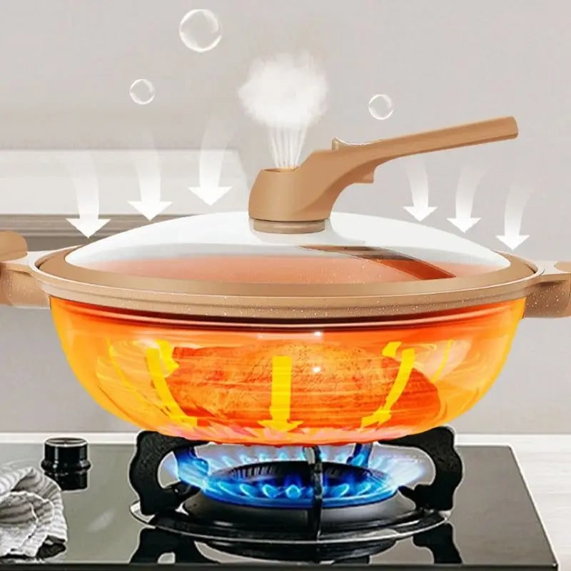 Nonstick Wok Pan Lid Healthy Cooking and Stir-Frying - Image 5