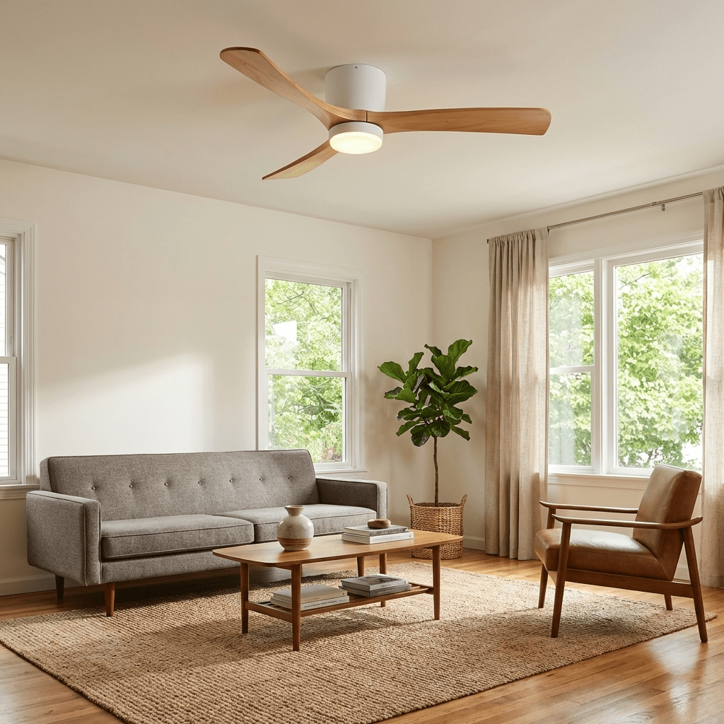 Nordic Wood Ceiling Fan Light Modern Design Living Room - Image 5
