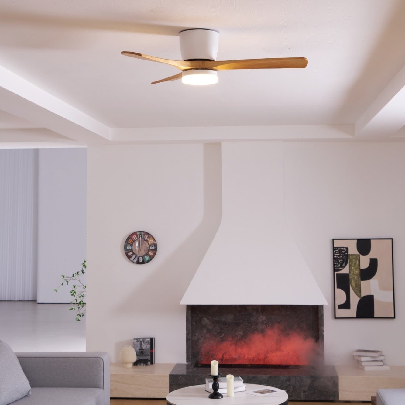 Nordic Wood Ceiling Fan Light Modern Design Living Room - Image 60