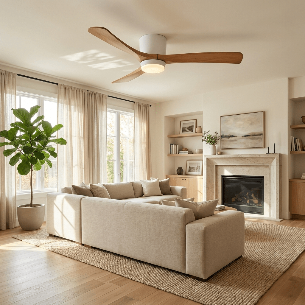 Nordic Wood Ceiling Fan Light Modern Design Living Room - Image 9
