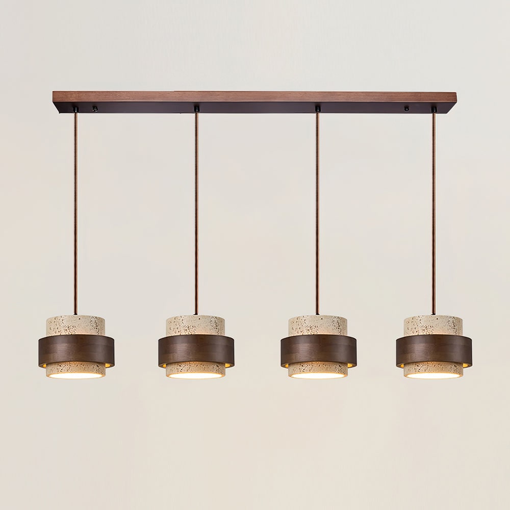 Pendant Light Travertine and Wood Modern - Image 36