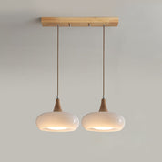 Pendant Light Wood Accent Modern Yellow Glass - Image 11