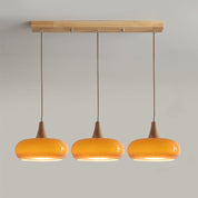 Pendant Light Wood Accent Modern Yellow Glass - Image 18