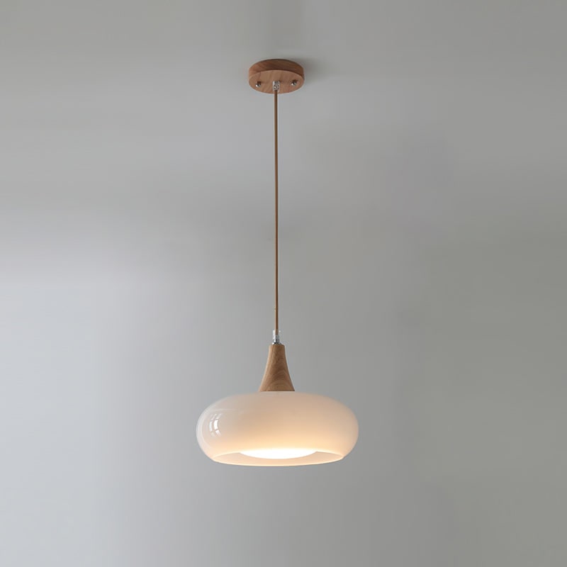 Pendant Light Wood Accent Modern Yellow Glass - Image 21
