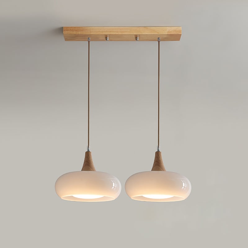 Pendant Light Wood Accent Modern Yellow Glass - Image 23