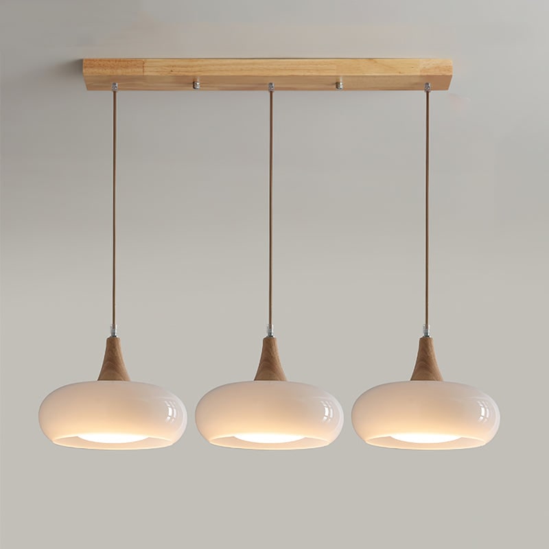 Pendant Light Wood Accent Modern Yellow Glass - Image 25