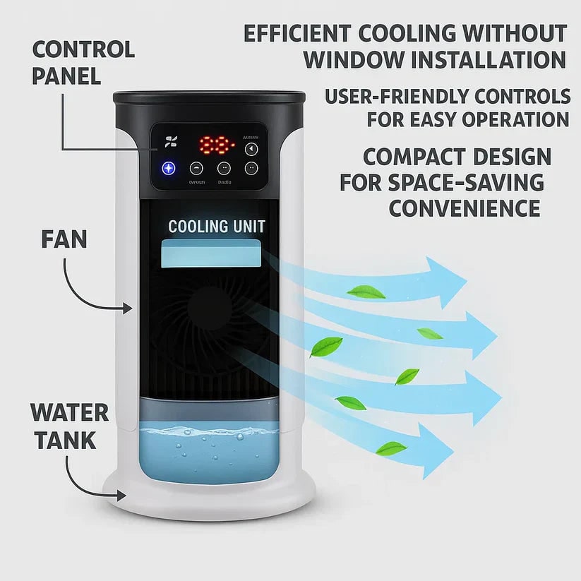 Portable Air Conditioner Home Office Windowless & Energy Efficient - Image 2