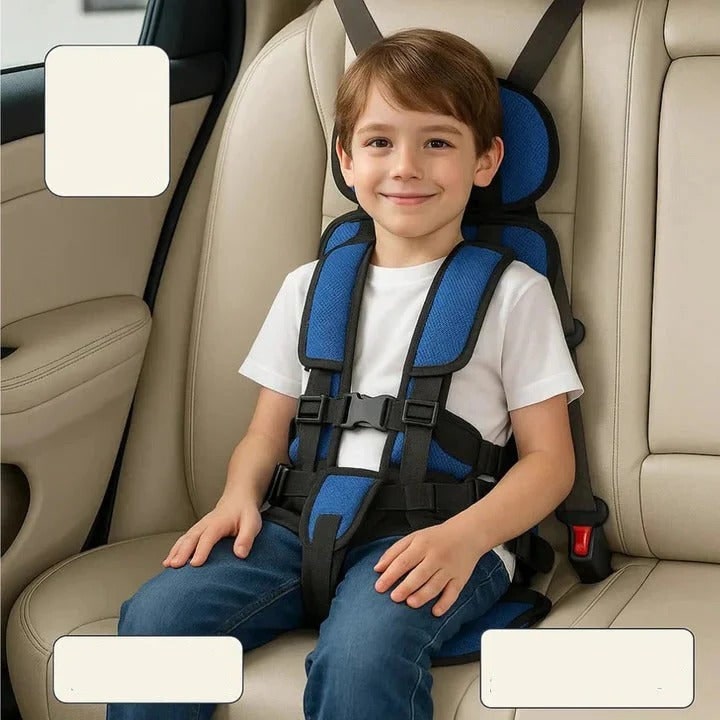 Portable Car Booster Seat 5-Point Harness and Washable Cover - Image 1