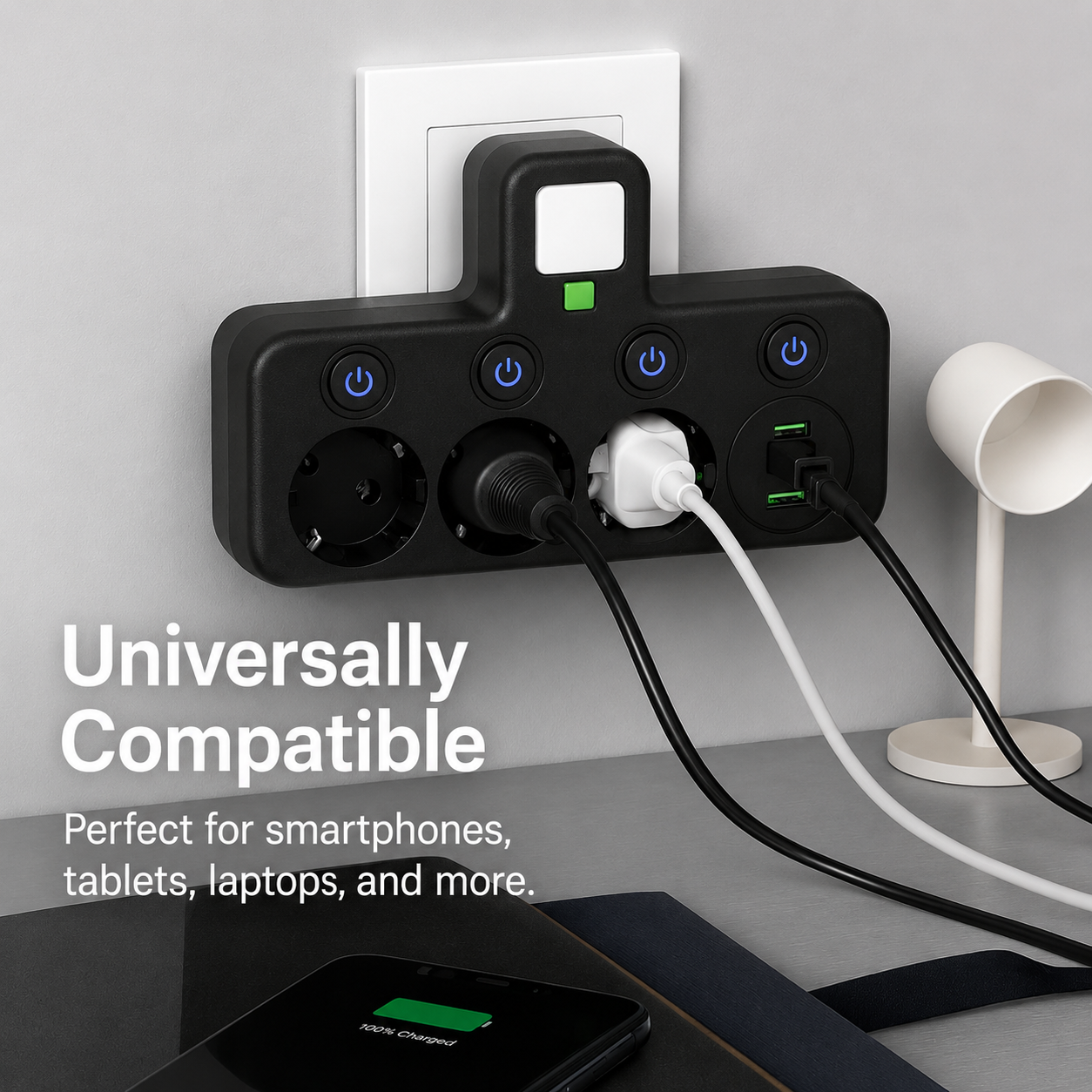 Power Strip Surge Protection and Child Safety Features 3 Outlets - Image 4