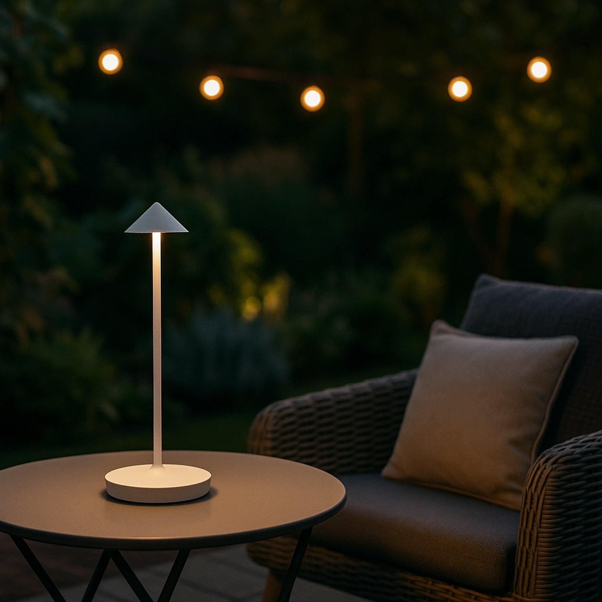 Rechargeable Touch Dimmable Table Lamp Conical Shade - Image 5
