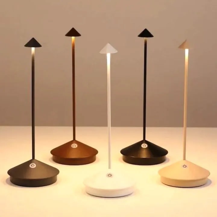 Rechargeable Touch Dimmable Table Lamp Conical Shade - Image 6