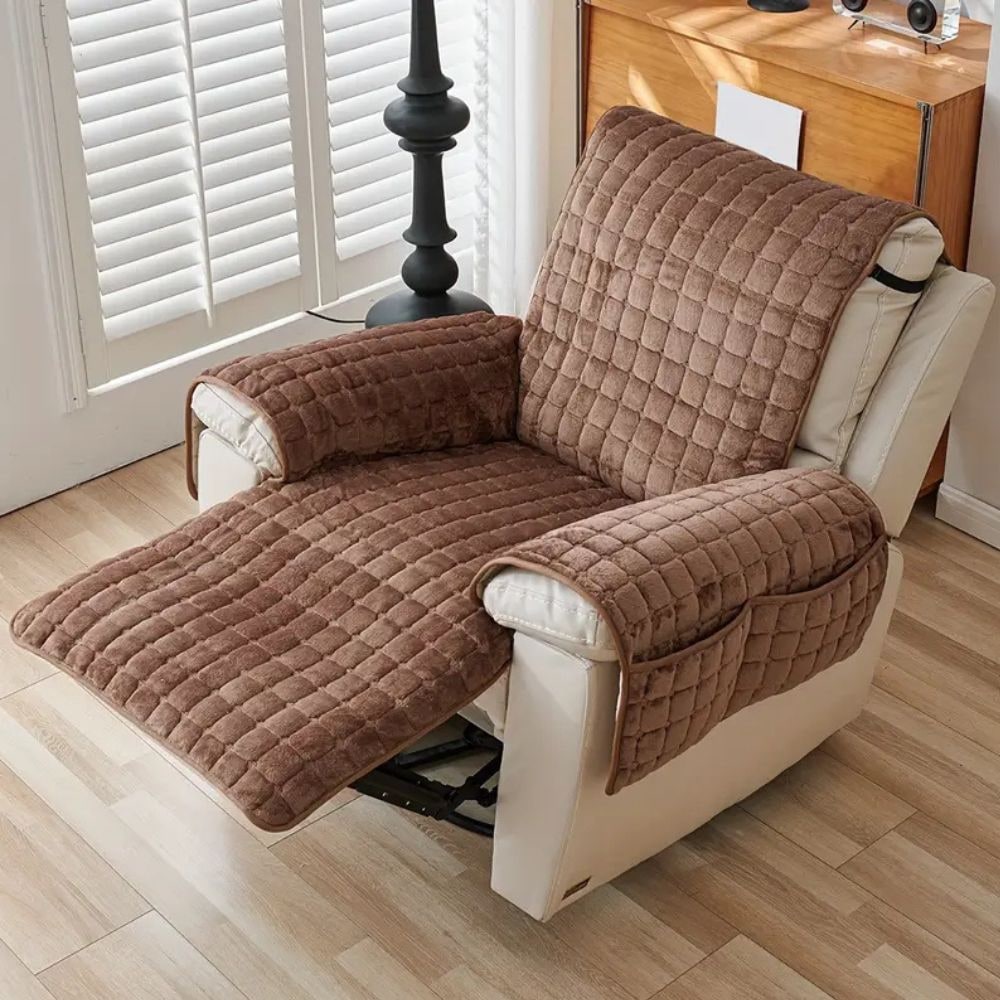 Recliner Cover Soft Plush Protector Furniture Snug Fit Quilted - Image 10