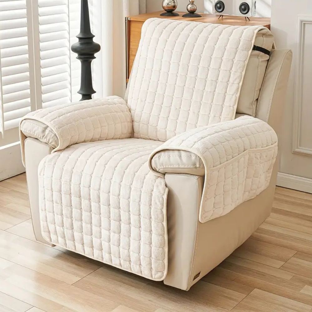 Recliner Cover Soft Plush Protector Furniture Snug Fit Quilted - Image 12