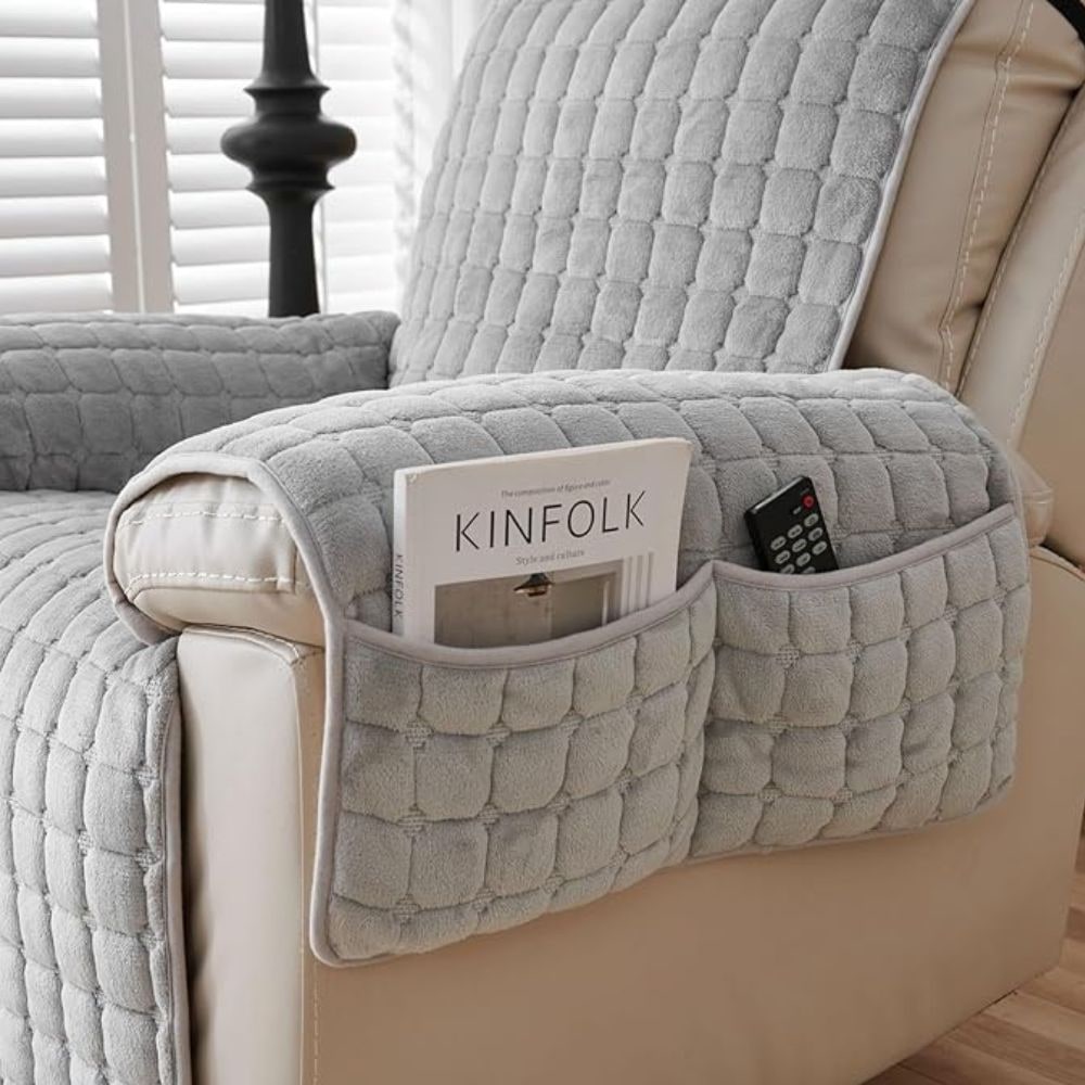Recliner Cover Soft Plush Protector Furniture Snug Fit Quilted - Image 6
