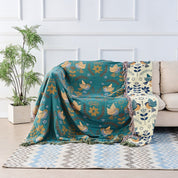 Reversible Cotton Bird Blanket Scandinavian Style - Image 1
