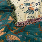Reversible Cotton Bird Blanket Scandinavian Style - Image 6