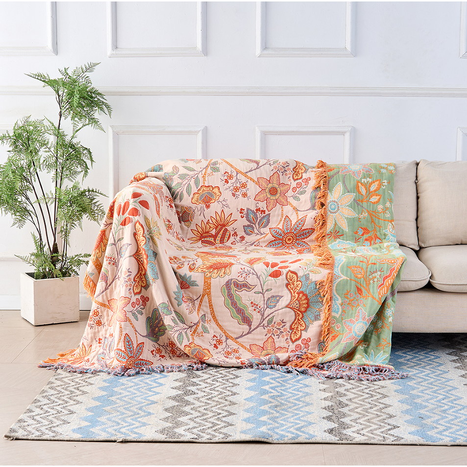 Rustic Cotton Floral Blanket Boho Home Decor and Cozy Comfort - Image 1