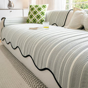 Sofa Cover Couch Cover Herringbone Scallop Slipcover - Image 2