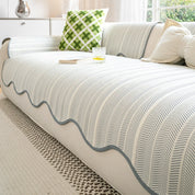 Sofa Cover Couch Cover Herringbone Scallop Slipcover - Image 3