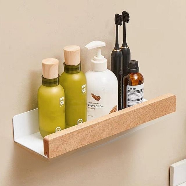 Solid Wood Bathroom Wall Shelf Storage & Organization Rustic Style - Image 10