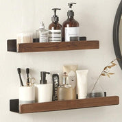 Solid Wood Bathroom Wall Shelf Storage & Organization Rustic Style - Image 3