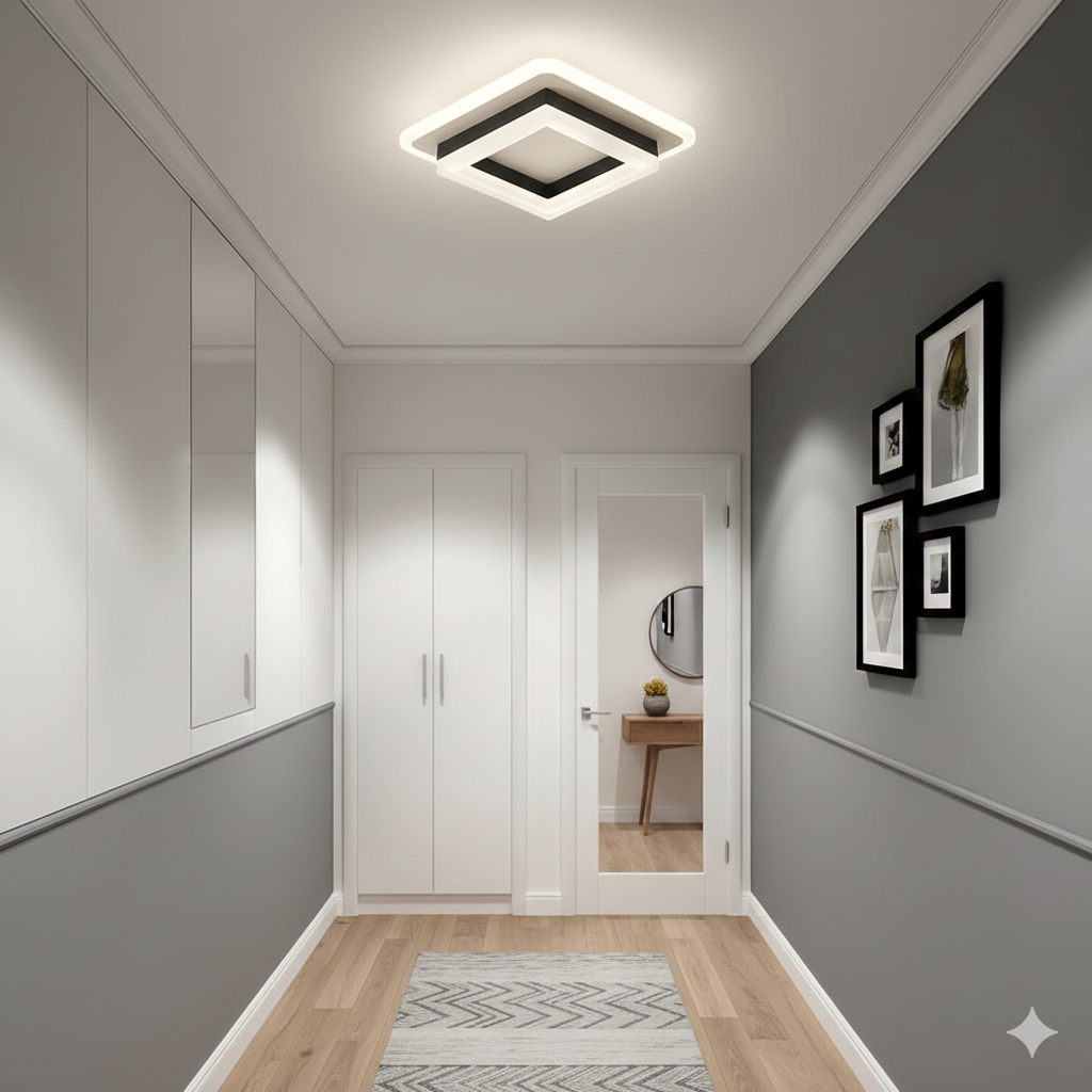 Square LED Ceiling Fixture Hallway Modern Design Trim - Image 3