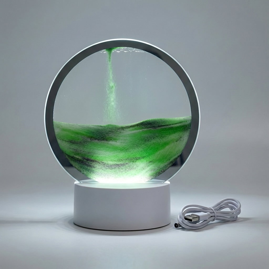 Table Lamp Sand Art Modern Circular Moving Sand Lamp LED Décor - Image 10