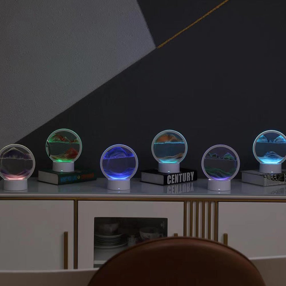Table Lamp Sand Art Modern Circular Moving Sand Lamp LED Décor - Image 4